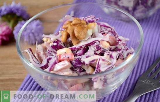 Salata de varza rosie - vitamina luminoasa, gustoasa! Cum să gătești rapid o salată de varză roșie cu piper, porumb, cârnați și ouă
