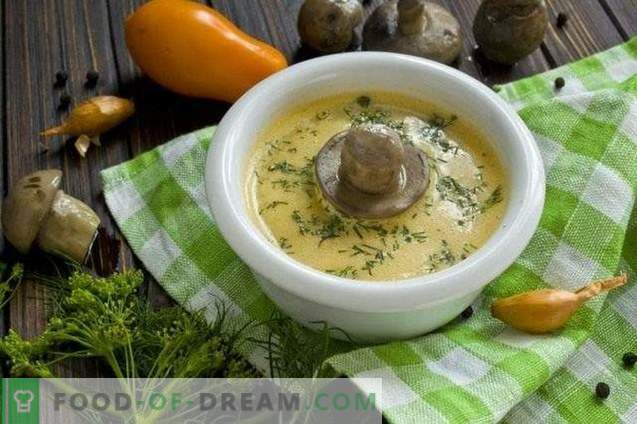 Supă de ciuperci cu smântână și dovlecei