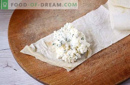Aperitive din brânză de vaci și pita cu usturoi și verdeață - doar întrebați pe masă! Photo-rețetă pas cu pas gătit gustare picantă de pita și brânză