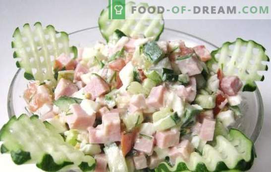 Salată cu șuncă și castraveți: rețete - variate, rapide și gustoase. Idei noi de salată ușoară cu șuncă și castraveți