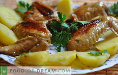 Chicken Wings mit Kartoffeln im Ofen - Budget! Hühnerflügelrezepte mit Kartoffeln im Ofen: auf Italienisch, in Bier usw.