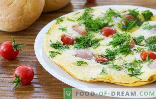 Omelet cu cârnați - un mic dejun simplu și bogat! Prepararea omeletelor delicioase cu cârnați în cuptor, cuptor cu microunde, multicooker și pan