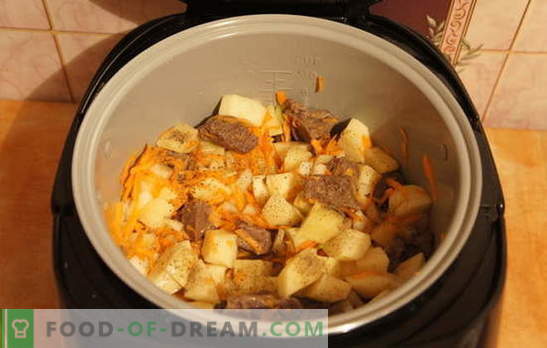 Stewed potatis med kött i långsam spis: vila! Recept för stuvade potatisar med kött i en långsam spis: enkel och komplex