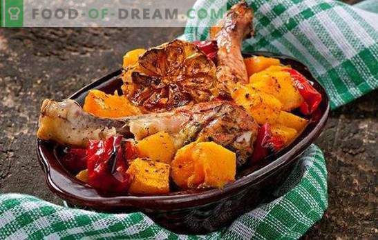 Пилешко со тиква во рерна - есенското јадење број еден! Пилешко со тиква во рерна со зачини, јаболка, портокали, печурки