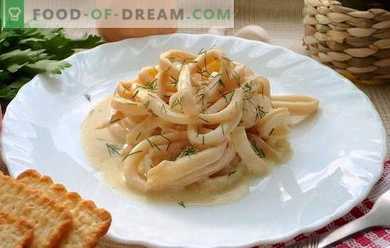 Squids în smântână este un fel de mâncare suculentă. Rețete de rețetă în sos de smântână cu legume, brânză, ciuperci, usturoi, roșii