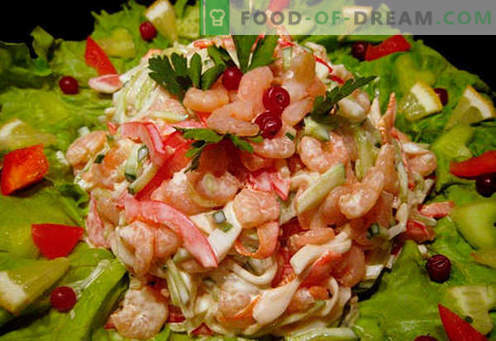 Salată cu creveți și rețete de gătit dovedite în calmar. Cum sa gatesti o salata cu creveti si calmar.