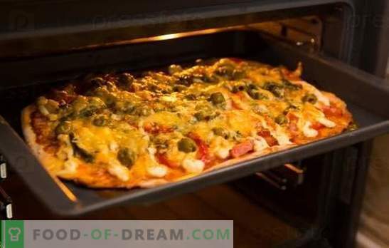 Rețeta de pizza din cuptor este un vas preferat acasă. Rețete de pizza în cuptor: cu brânză, ciuperci, șuncă, fructe de mare