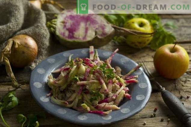 Delicious and healthy radish salad with chicken