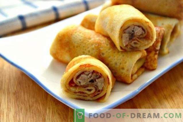 Pancakes stuffed with boiled goose