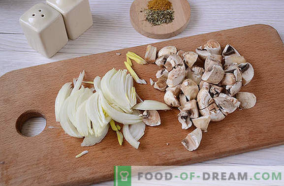 Tigaie de pui cu ciuperci: hrănitoare și parfumate! Rețeta pas-cu-pas a autorului de a găti rapid pui cu ciuperci într-un aragaz lent