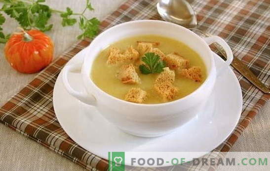 Supă de cremă cu crotoni - o idee universală pentru prânz! Cartofi de cartofi cu crotoni și legume, ciuperci, pui