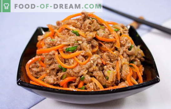Hee carne - nu numai coreenii dragoste! Cele mai bune opțiuni pentru aperitive heh cu carne și castraveți, morcovi, varză, vinete, cartofi