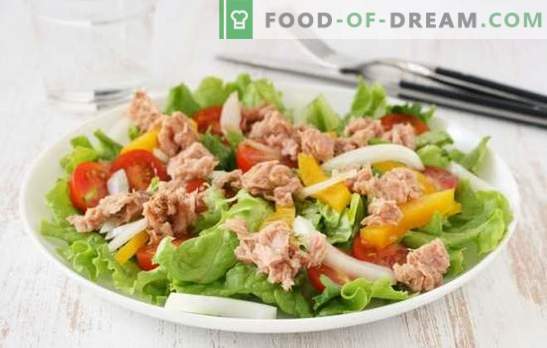 Salata de ton (rețetă pas cu pas) este un aperitiv original de pește. Salată de ton cu pas: mai multe opțiuni de gătit
