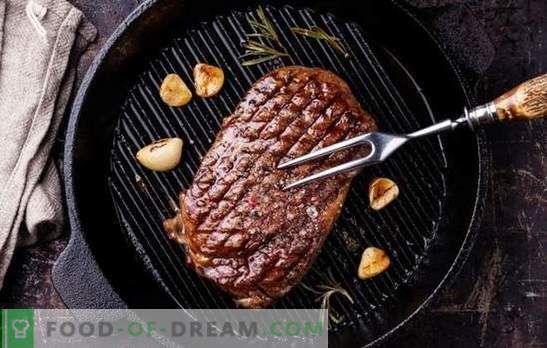 Carne la grătar într-o tigaie - delicioasă, ca în natură! Secretele de carne suculentă pe tigaia de gratar: carne de vită, carne de porc, miel, pui