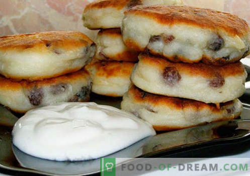 Cheesecakes - cele mai bune rețete. Cum să rapid și gustoase bucate de brânză prăjituri cu stafide.