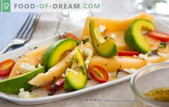 Salată cu pepene galben - aceasta este o încântare! Gatit salate parfumate și neobișnuite cu pepene galben și pui, brânză, fructe, nuci, avocado, șuncă