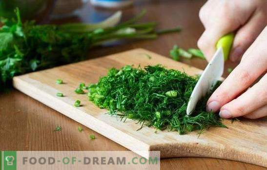 Condiții de utilizare în verde de gătit: proaspete, uscate și congelate