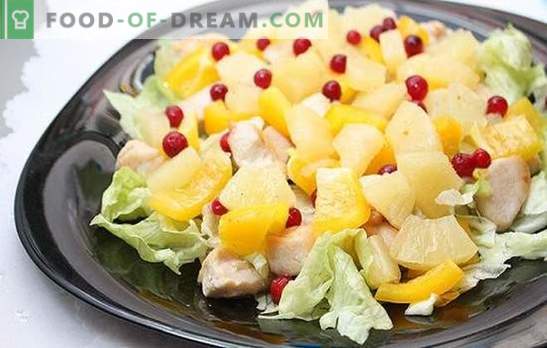 Salată cu ananas și șuncă: pentru o vacanță cu un indiciu de exotică. Rețete combinații armonioase într-o salată cu ananas și șuncă