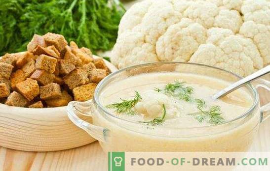 Supă de piure de conopidă: dietetică și delicată. Cele mai bune retete pentru supa de piure de conopida cu branza, carne, peste