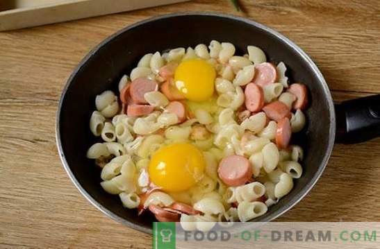 Paste cu ouă, cârnați și ciuperci: o soluție rapidă la problema micului dejun sau cină. Reteta foto: paste de gatit cu ciuperci si cârnați pas cu pas
