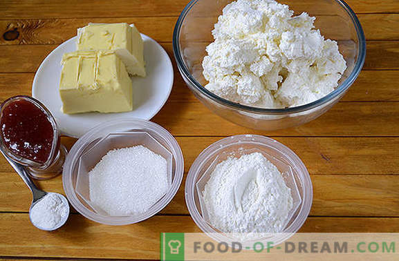 Bagele de brânză de brânză cu gem: prăjiturile de casă sunt întotdeauna fericite! Reteta foto pas cu pas a rulourilor de aluat de branza de vaci cu gem gros