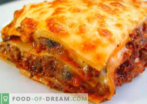 Lavash Lasagna - rețetele potrivite. Cum să gătesc rapid și gustos lasagna de la pita.