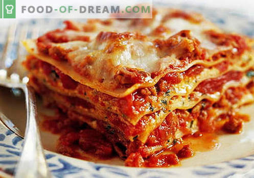 Lavash Lasagna - rețetele potrivite. Cum să gătesc rapid și gustos lasagna de la pita.