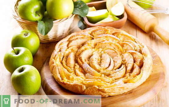 Cum să faci rapid un tort de patiserie cu mere. Apple, scorțișoară, stafide și trestie de gem de caise